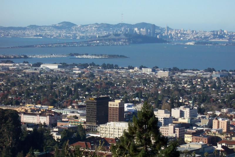  Berkeley-downtown- Bay-bridge- S F-in-back-from- Lab