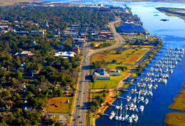  Aerial photograph of the Old Town National Historic District in Brunswick, Georgia