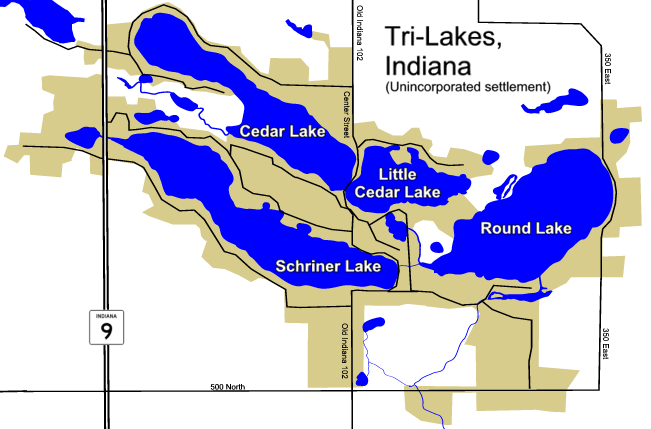 US IN Whitley County Tri Lakes Map 