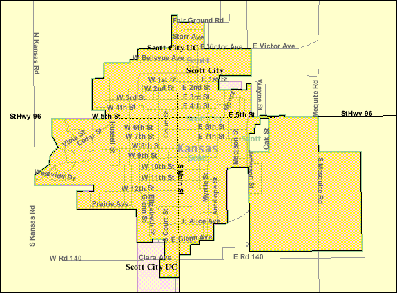  Detailed map of Scott City