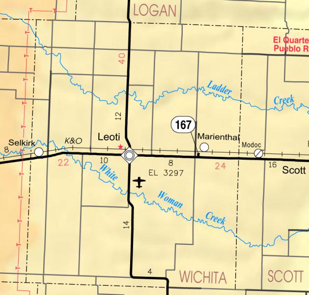  Map of Wichita Co, Ks, U S A