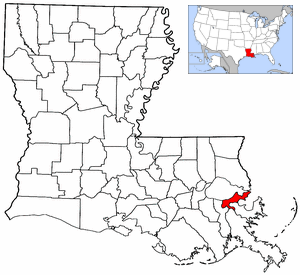  Map of Louisiana and U S A highlighting Orleans Parish