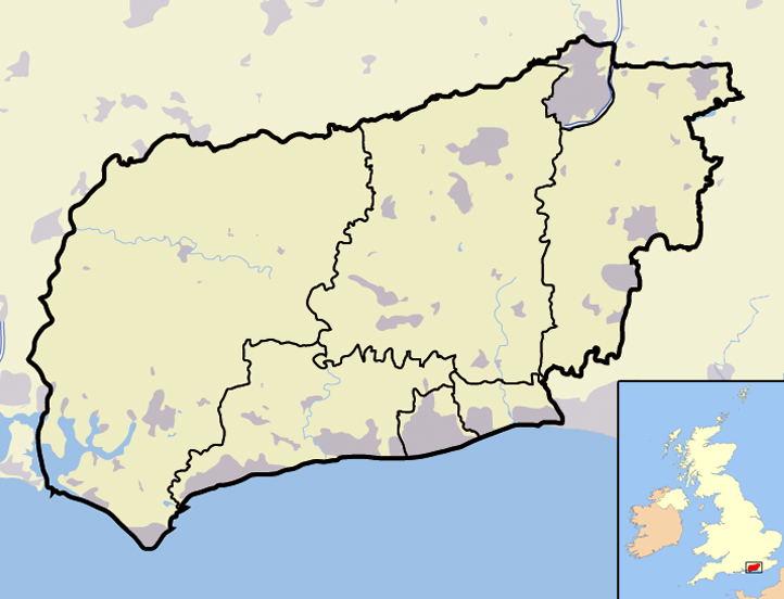  West Sussex outline map with U K