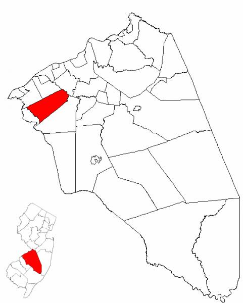  Map of Burlington County highlighting Moorestown Township