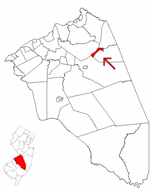  Map of Burlington County highlighting Wrightstown