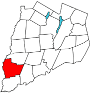  Otsego County outline map Butternuts red