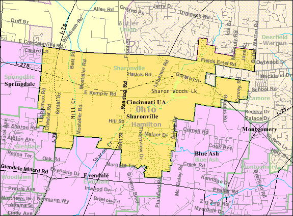  Detailed map of Sharonville, Ohio