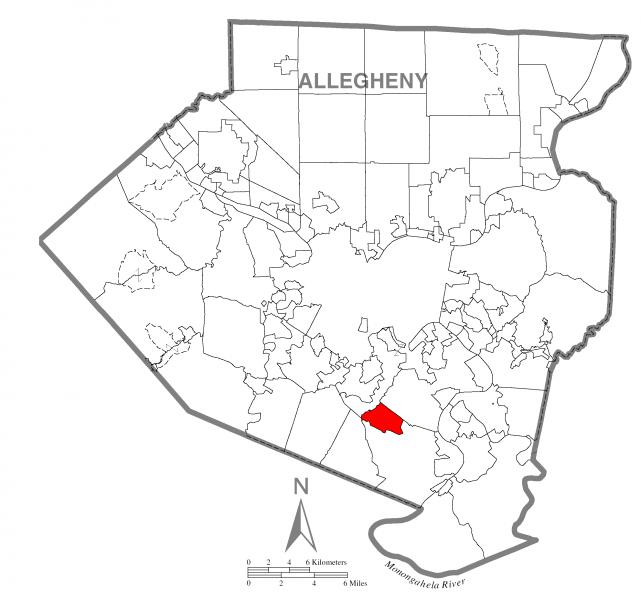  Map of Pleasant Hills, Allegheny County, Pennsylvania Highlighted
