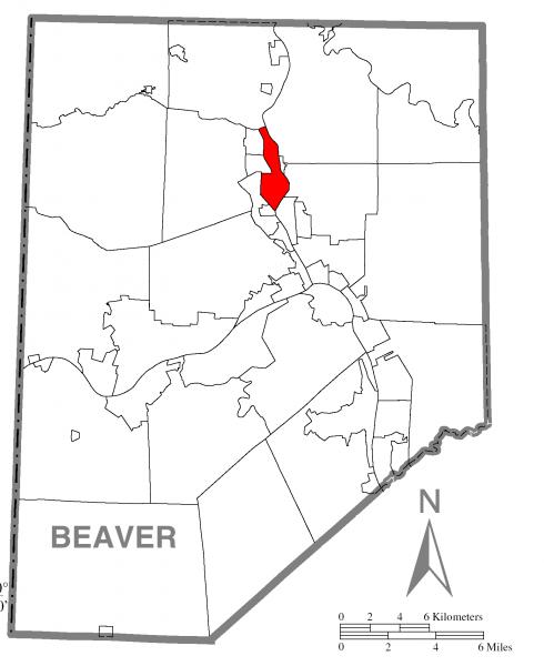  Map of Beaver Falls, Beaver County, Pennsylvania Highlighted