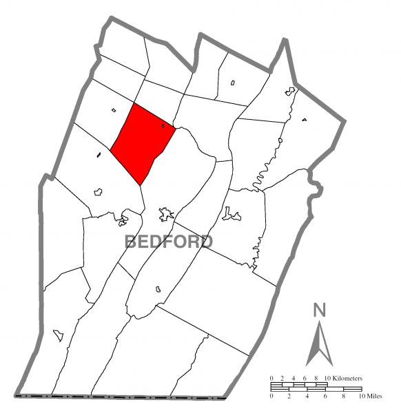  Map of East St. Clair Township, Bedford County, Pennsylvania Highlighted