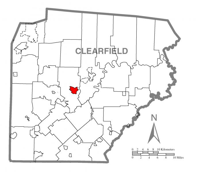  Map of Curwensville, Clearfield County, Pennsylvania Highlighted