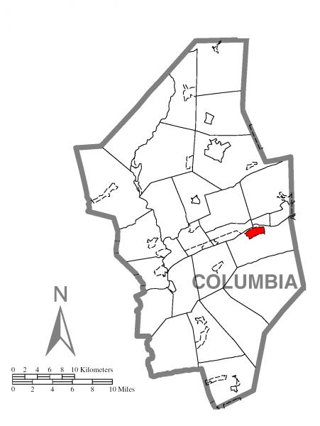  Map of Mifflinville, Columbia County, Pennsylvania Highlighted
