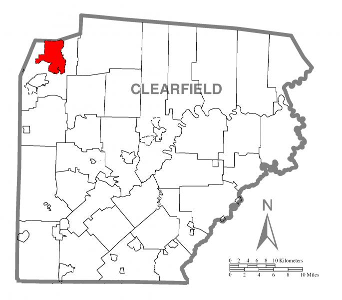  Map of Treasure Lake, Clearfield County, Pennsylvania Highlighted