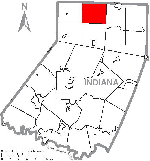  Map of Indiana County, Pennsylvania Highlighting North Mahoning Township