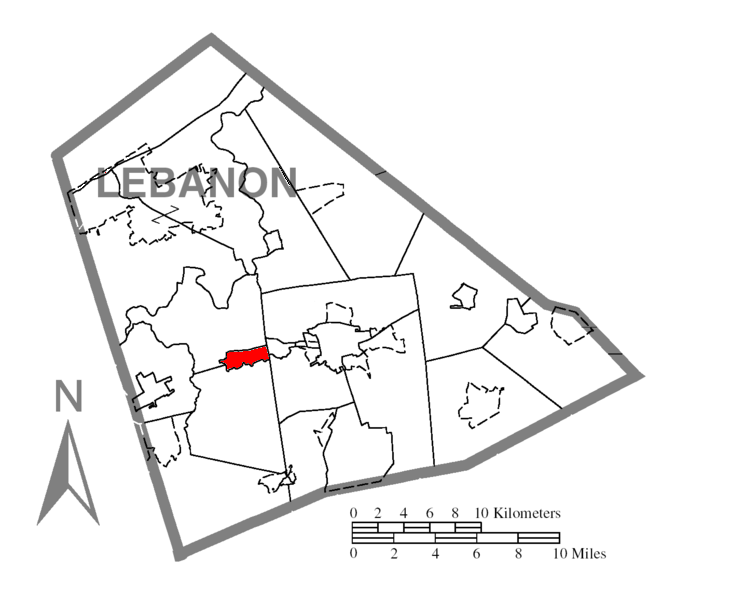  Map of Lebanon County, Pennsylvania Highlighting Annville Township