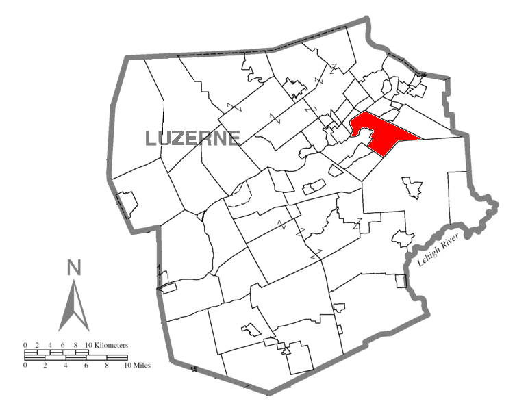  Map of Luzerne County, Pennsylvania Highlighting Plains Township
