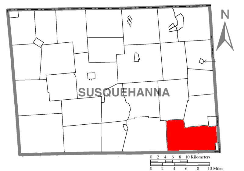  Map of Susquehanna County Pennsylvania highlighting Clifford Township
